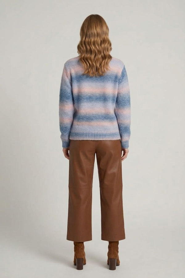Blue | Striped Textured Relaxed Jumper
