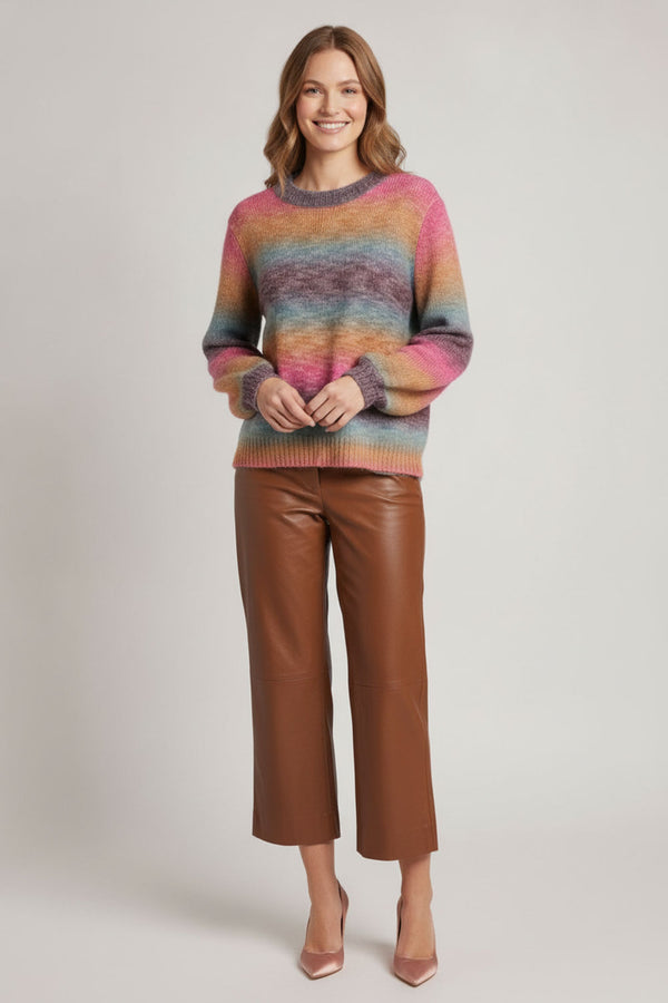 Pink | Striped Textured Relaxed Jumper
