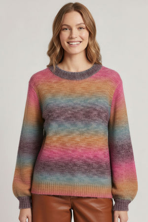 Pink | Striped Textured Relaxed Jumper
