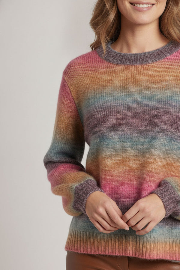 Pink | Striped Textured Relaxed Jumper