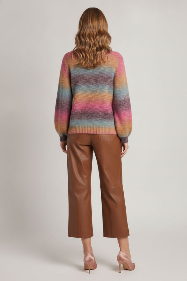 Pink | Striped Textured Relaxed Jumper
