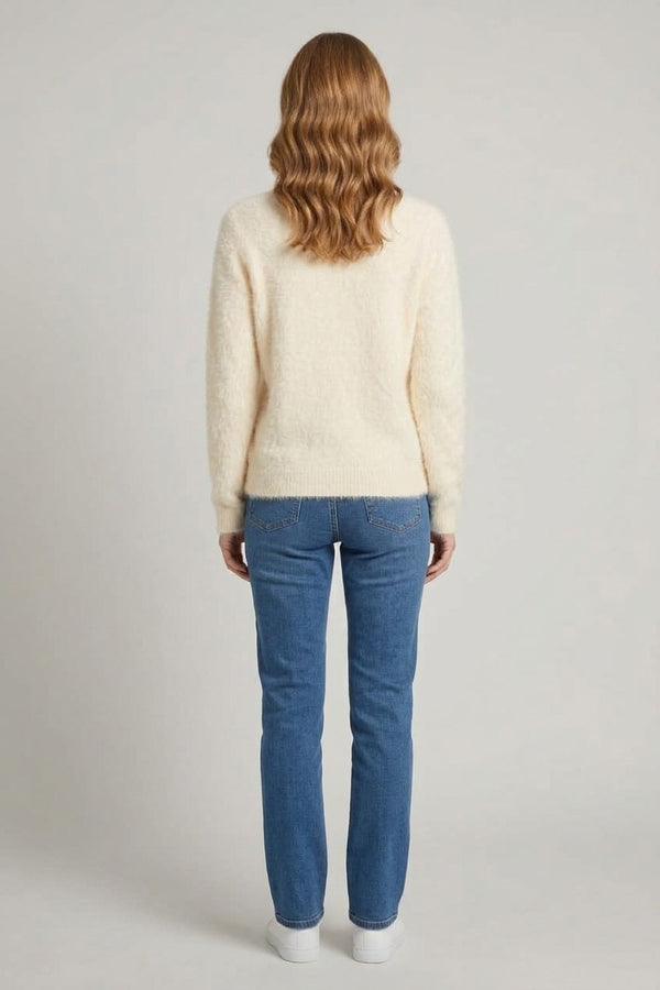 Cream | Pearl Embellished Soft Texture Jumper
