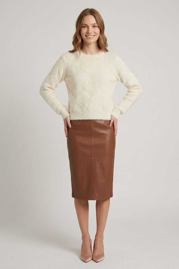Cream | Soft Chevron Textured Jumper