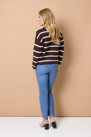 Brown | Striped Drop Shoulder Relaxed Jumper