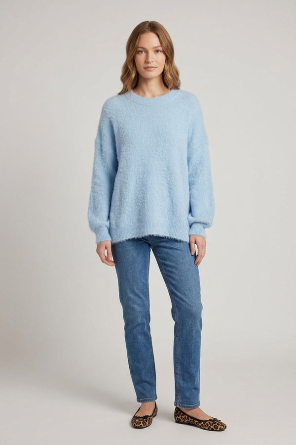 Blue | Soft Textured Long Sleeve Jumper

