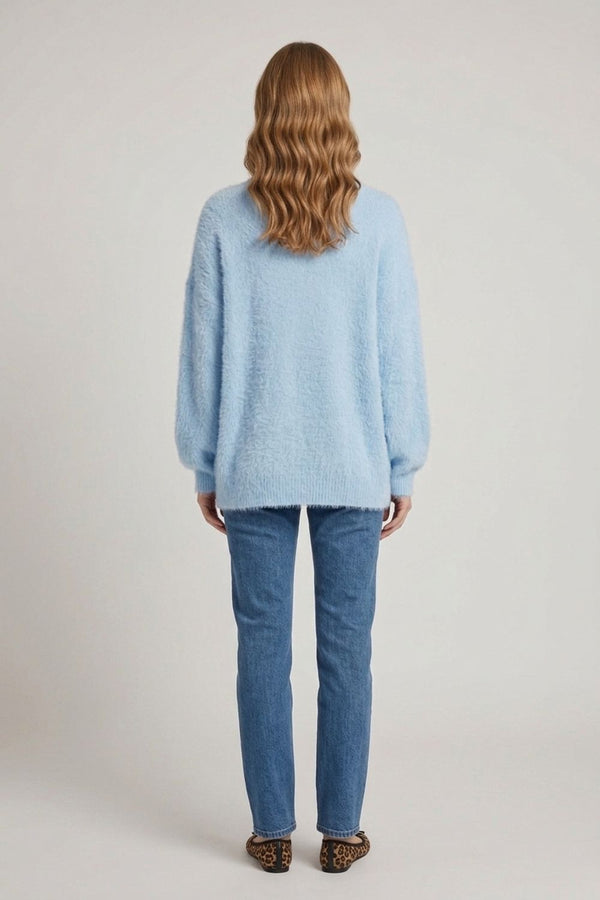 Blue | Soft Textured Long Sleeve Jumper

