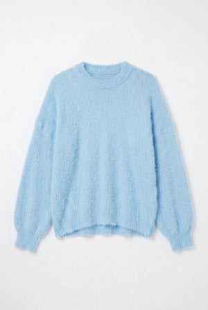 Blue | Soft Textured Long Sleeve Jumper

