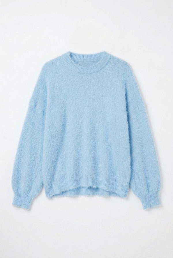 Blue | Soft Textured Long Sleeve Jumper

