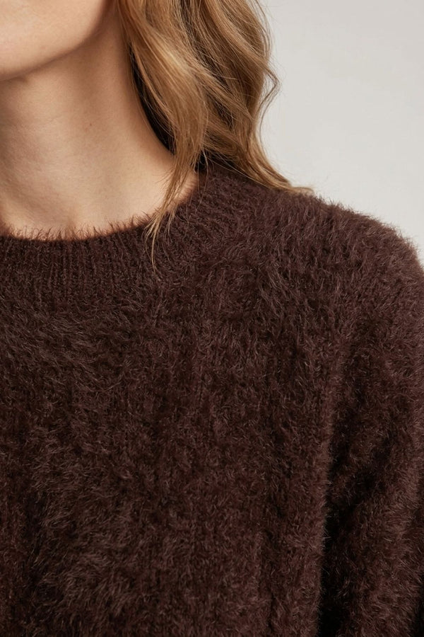 Brown | Soft Textured Long Sleeve Jumper

