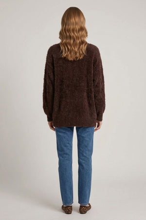 Brown | Soft Textured Long Sleeve Jumper
