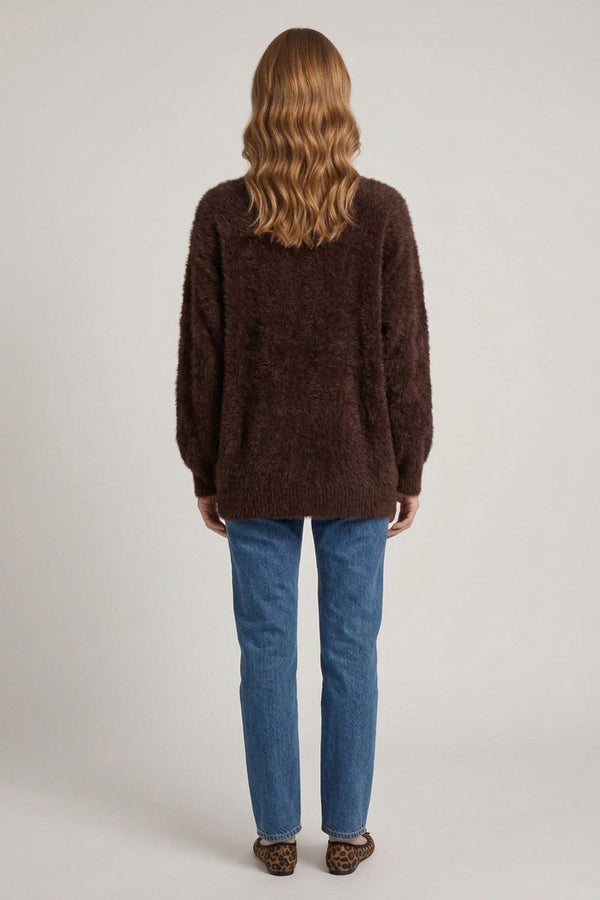 Brown | Soft Textured Long Sleeve Jumper
