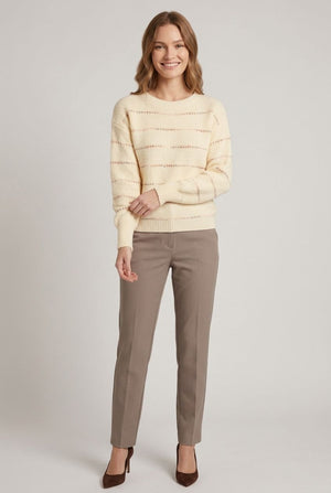 Cream | Striped Textured Drop Shoulder Jumper