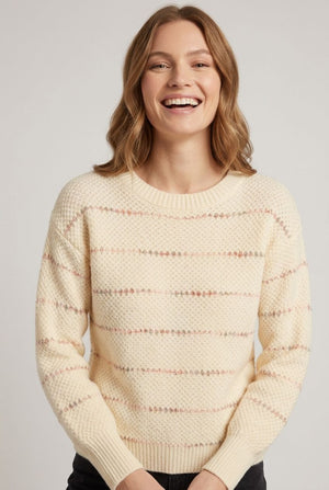 Cream | Striped Textured Drop Shoulder Jumper