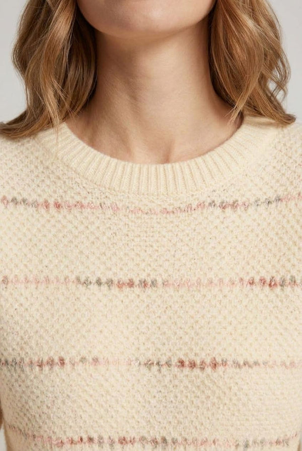 Cream | Striped Textured Drop Shoulder Jumper