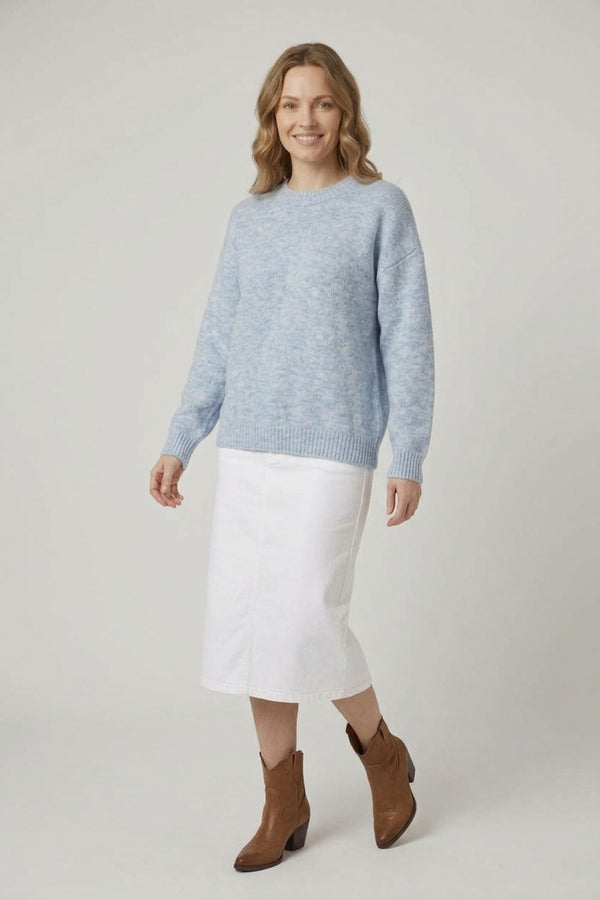 Blue | Textured Relaxed Drop Shoulder Jumper