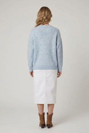 Blue | Textured Relaxed Drop Shoulder Jumper