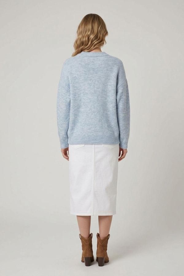 Blue | Textured Relaxed Drop Shoulder Jumper