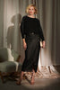 Black | Sequin High Waist Wrap Skirt : Model is 5'10