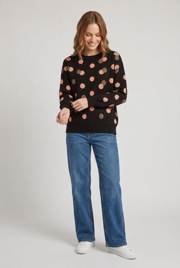Black | Sparkle Spotty Print Relaxed Jumper