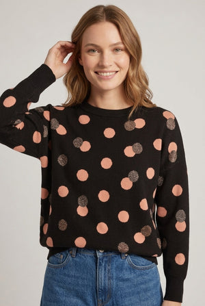 Black | Sparkle Spotty Print Relaxed Jumper