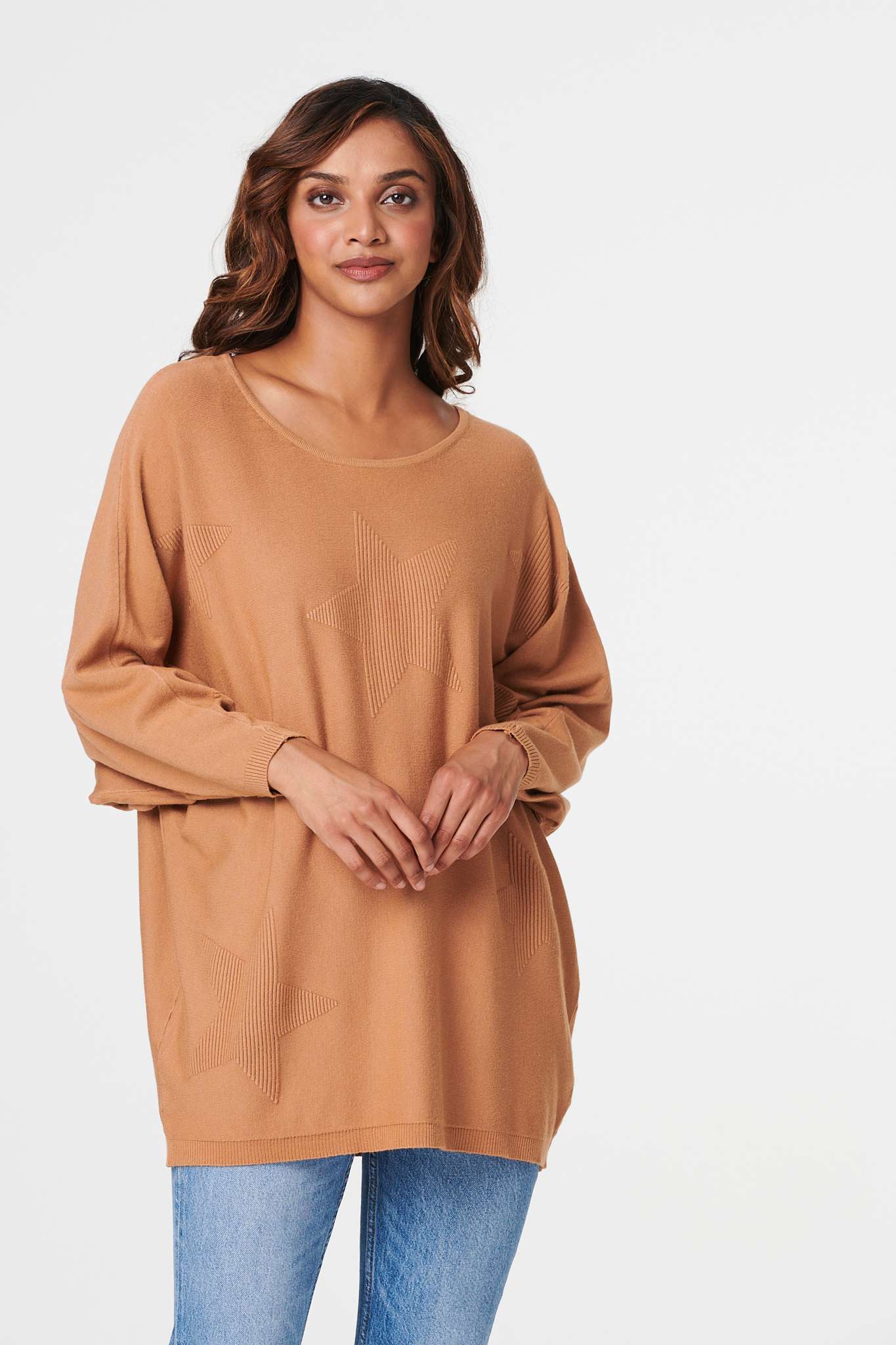 Brown | Star Oversized Knit Pullover