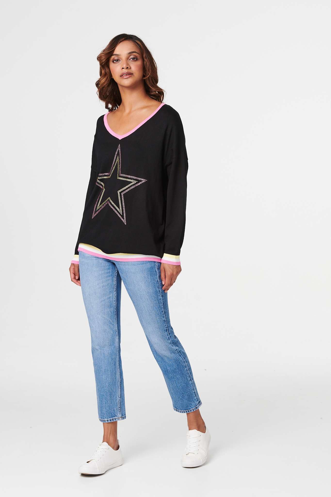 Black | Star Embellished Knit Pullover