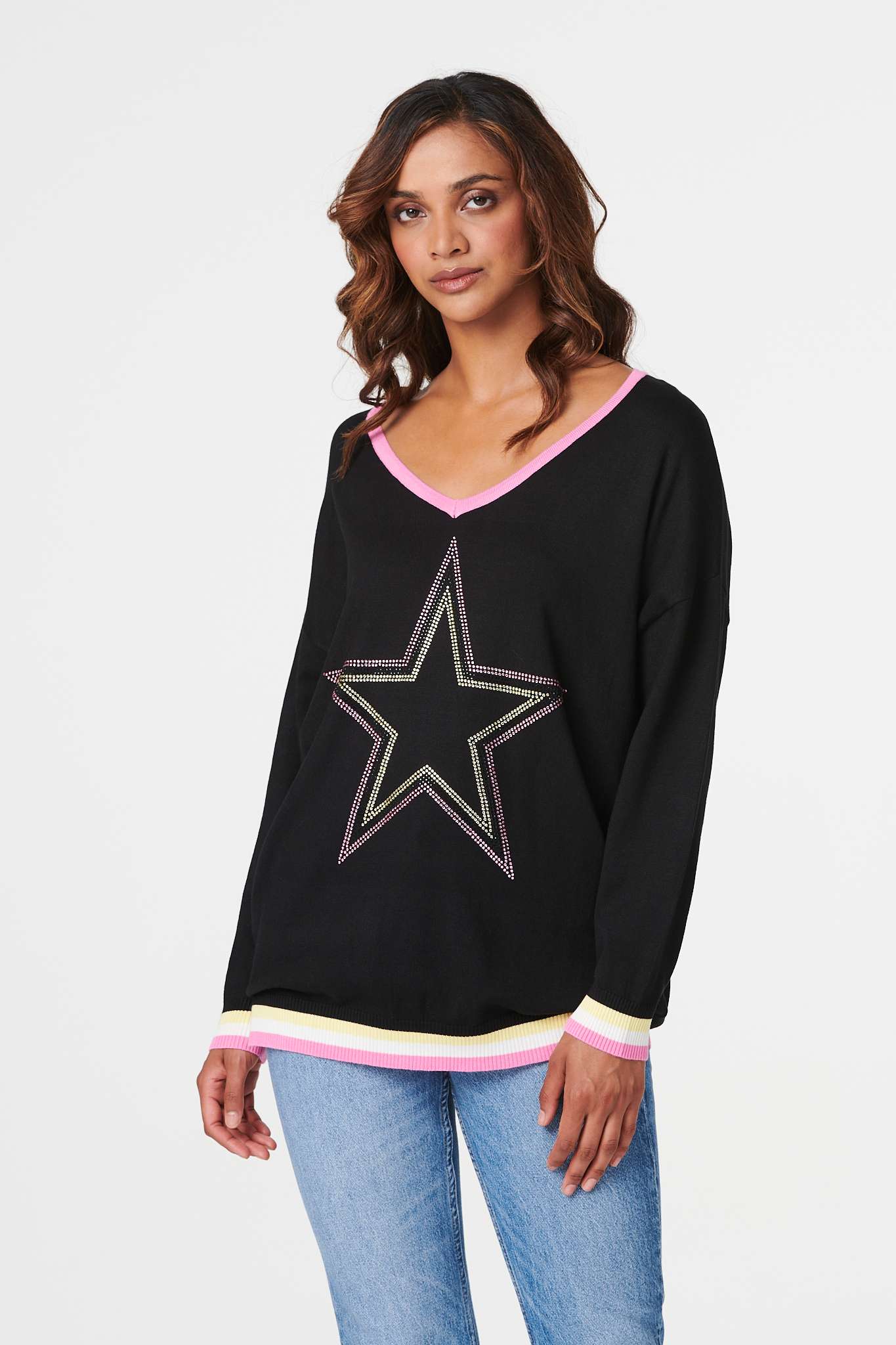 Black | Star Embellished Knit Pullover