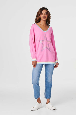 Pink | Star Embellished Knit Pullover