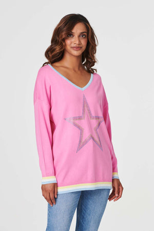 Pink | Star Embellished Knit Pullover