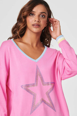 Pink | Star Embellished Knit Pullover