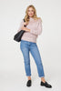 Pink | Cut Out Detail High Neck Knitted Jumper
