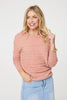 Pink | Striped Long Sleeve Textured Knit Jumper
