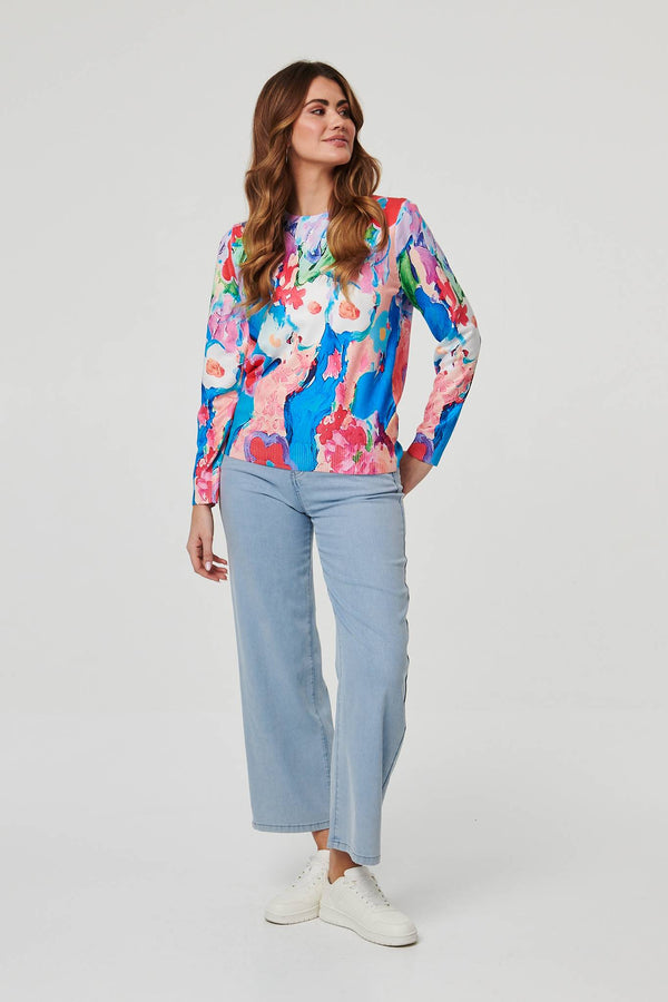 Blue | Abstract Long Sleeve Slim Jumper