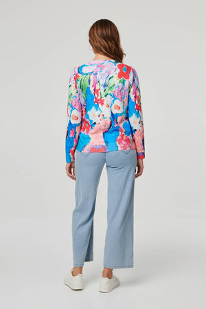 Blue | Abstract Long Sleeve Slim Jumper