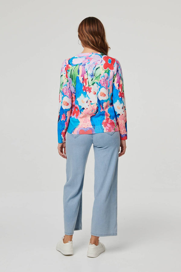 Blue | Abstract Long Sleeve Slim Jumper