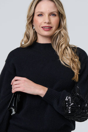 Black | Sequin Embellished Relaxed Jumper
