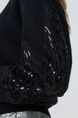 Black | Sequin Embellished Relaxed Jumper
