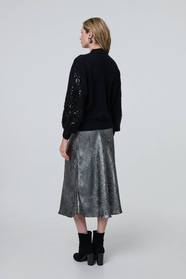 Black | Sequin Embellished Relaxed Jumper
