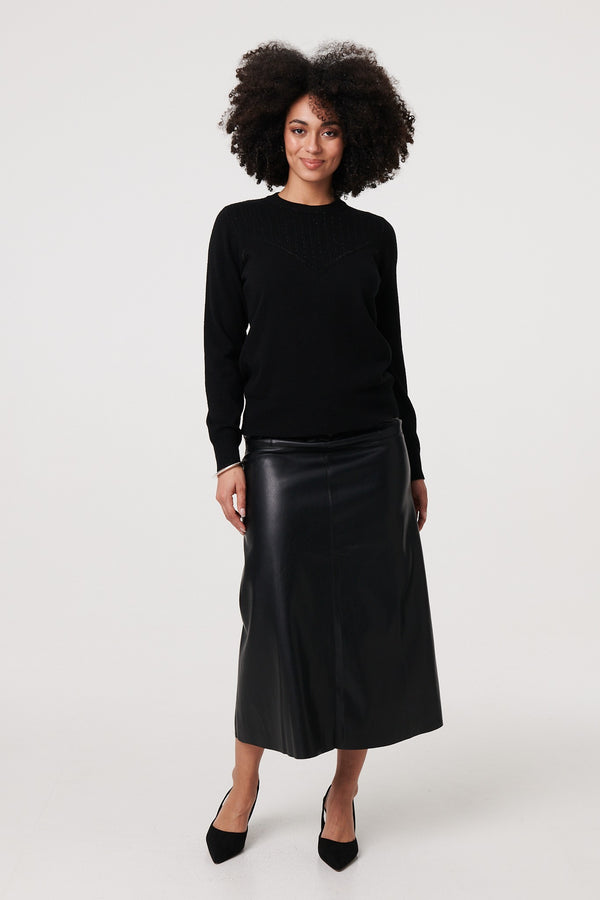 Black | Textured Knit Slim Fit Jumper
