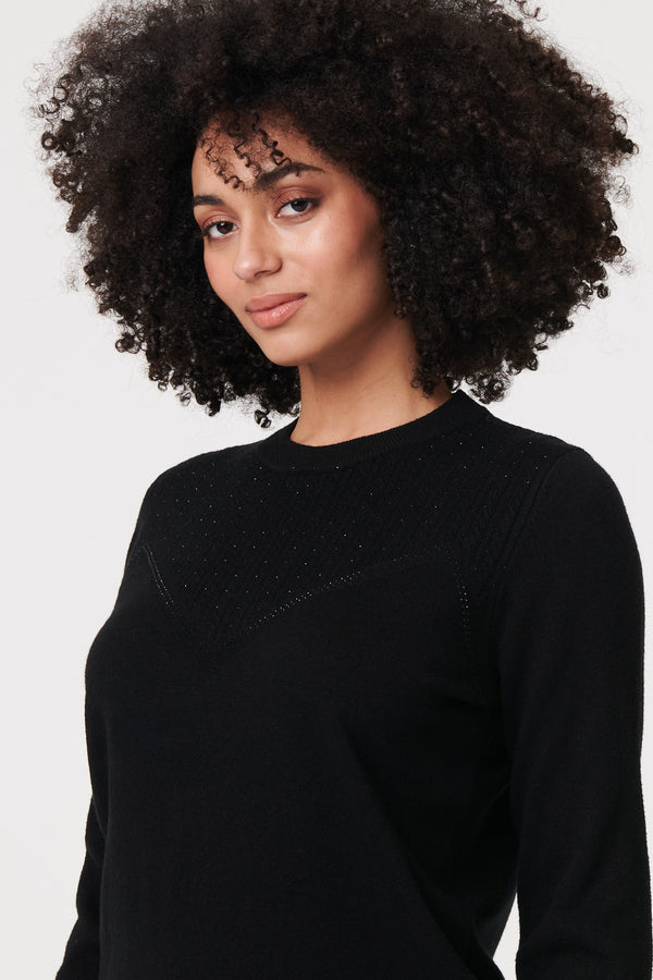 Black | Textured Knit Slim Fit Jumper
