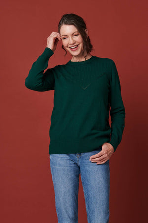 Green | Textured Knit Slim Fit Jumper : Model is 5'8