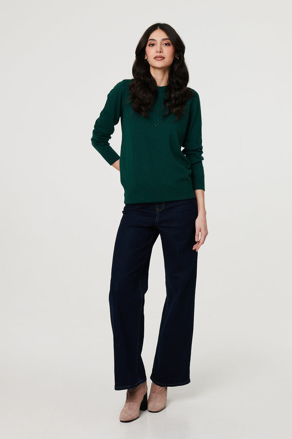 Green | Textured Knit Slim Fit Jumper
