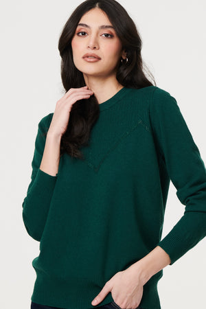 Green | Textured Knit Slim Fit Jumper
