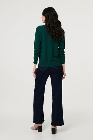 Green | Textured Knit Slim Fit Jumper
