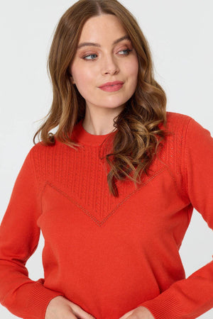 Orange | Textured Knit Slim Fit Jumper : Model is 5'9