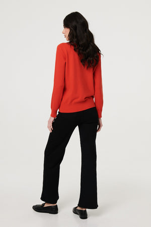 Orange | Textured Knit Slim Fit Jumper