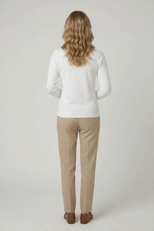 White | Textured Pearl Detail V-Neck Knit Top