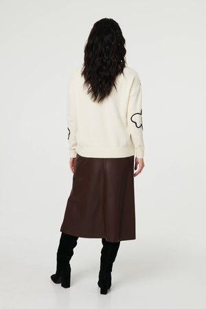 Ivory | Floral Embroidered Long Sleeve Jumper