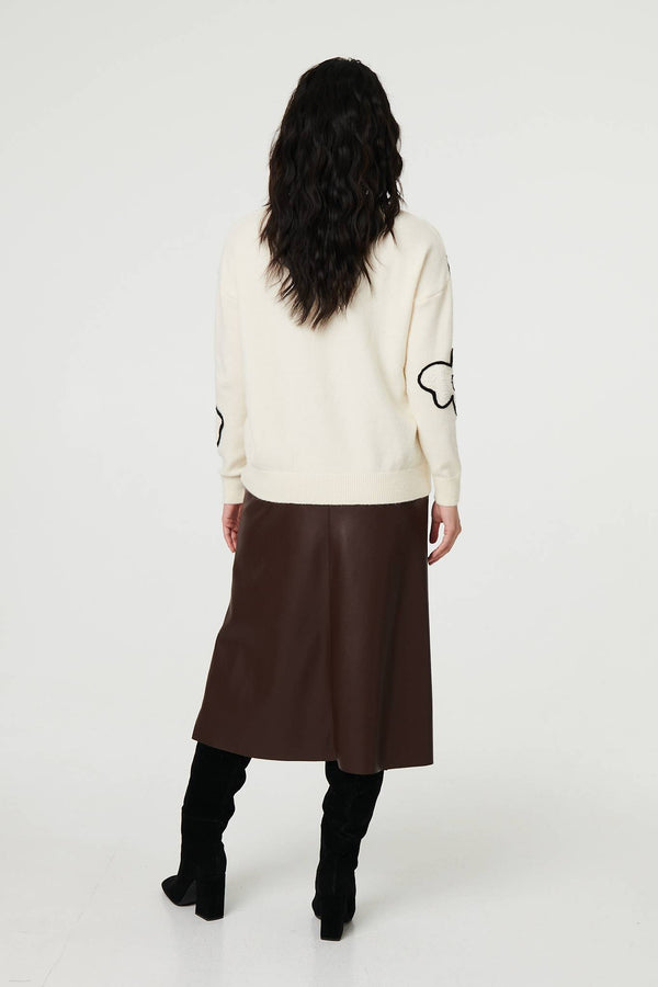 Ivory | Floral Embroidered Long Sleeve Jumper