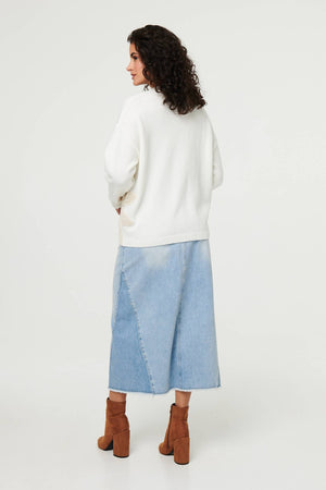 White | Floral Long Sleeve Embroidered Jumper